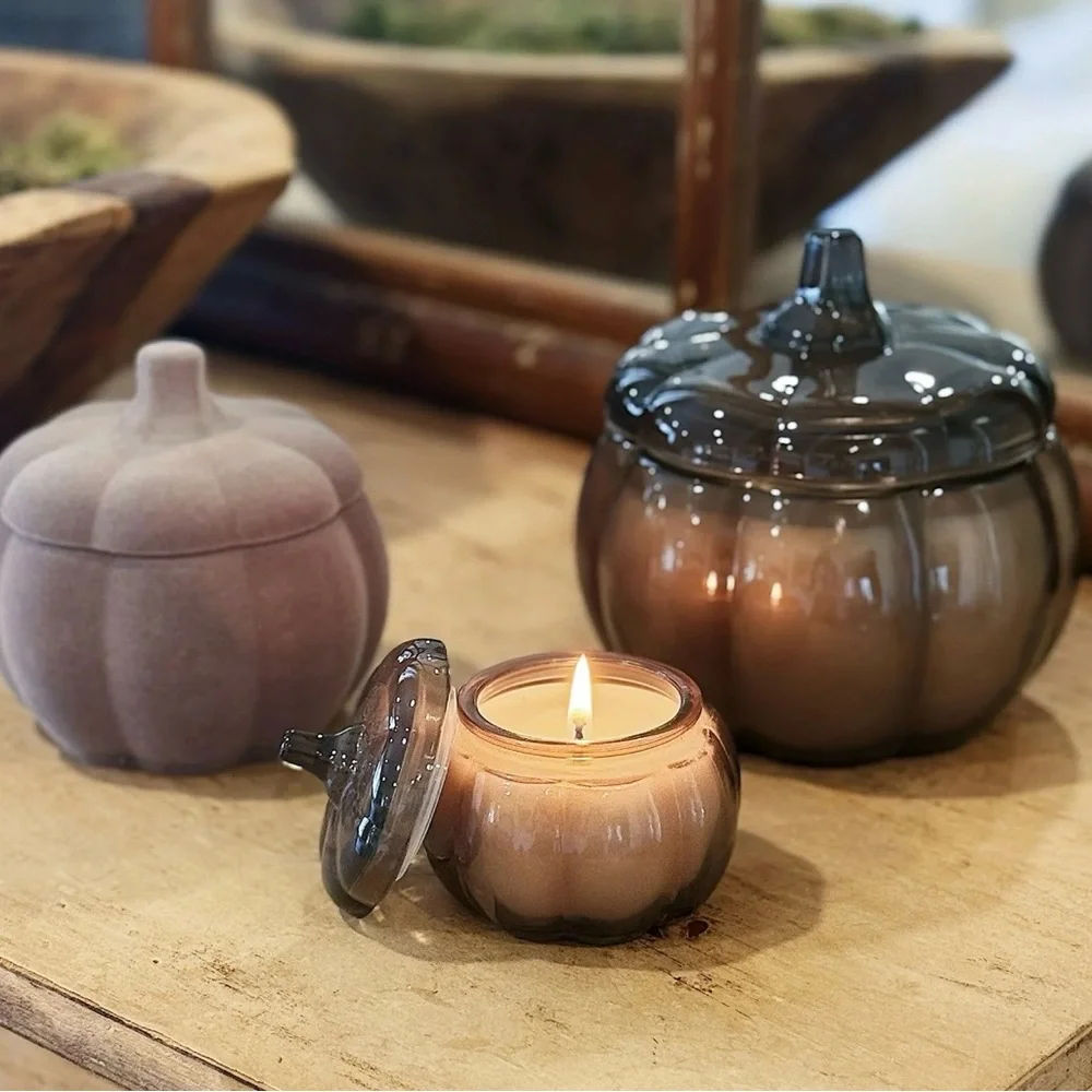 Better Homes & Gardens Pumpkin Snickerdoodle Swirl Scent Flocked Candle Lot Of 2